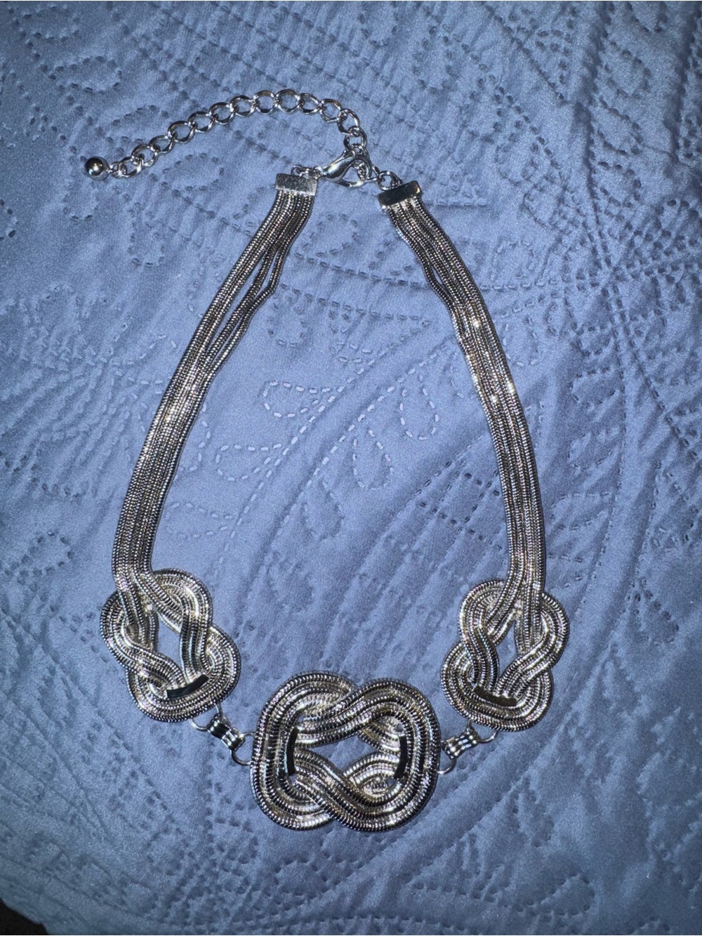 Elegant Silver Knot Statement Necklace